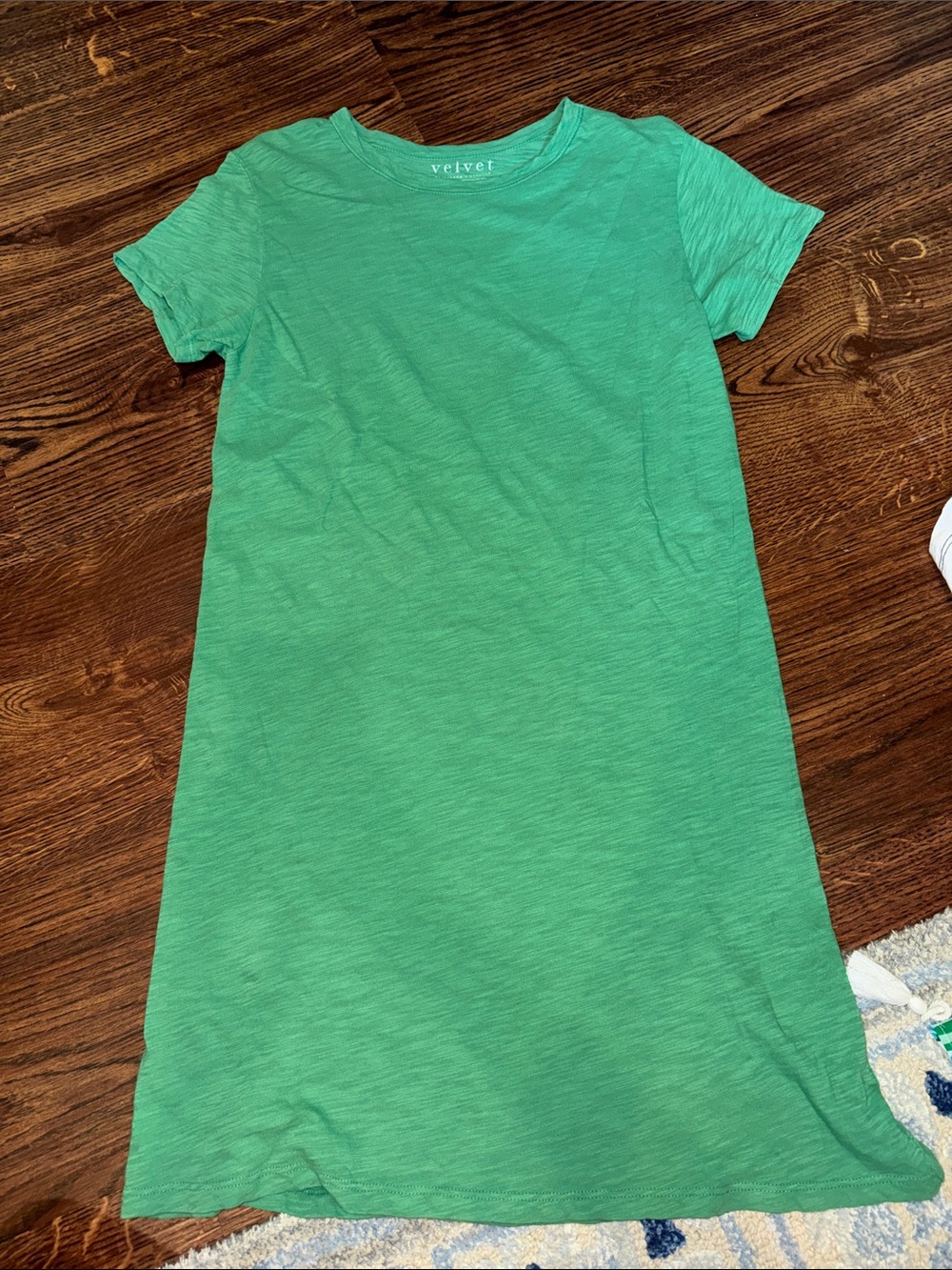 Velvet Emerald Green Casual T-Shirt Dress